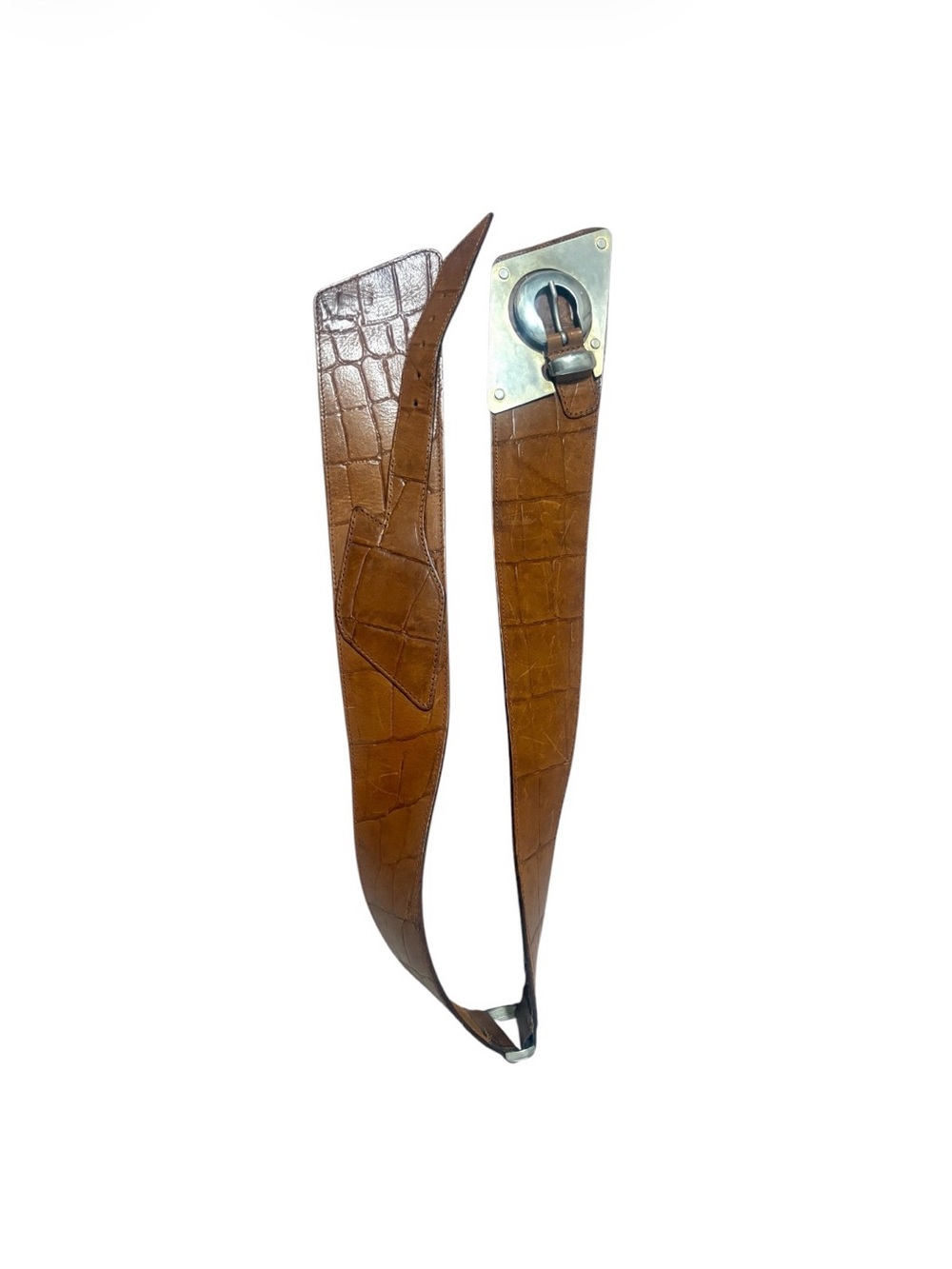 80s Accenti Croc-Embossed Leather waist belt
